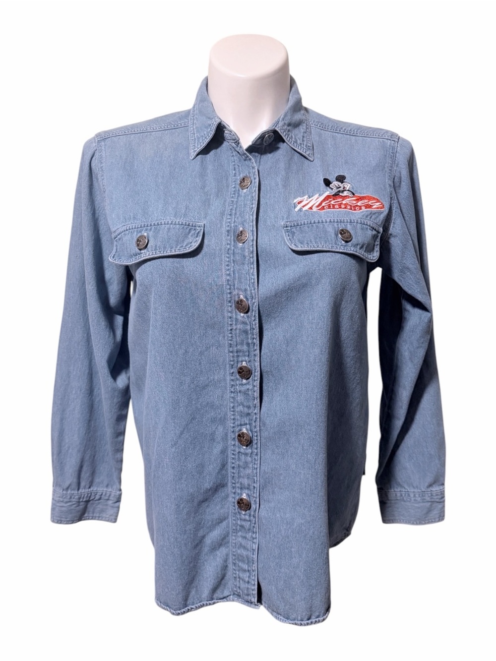 VTG Jerry Leigh Mickey Unlimited Button Down Denim Shirt Size Medium